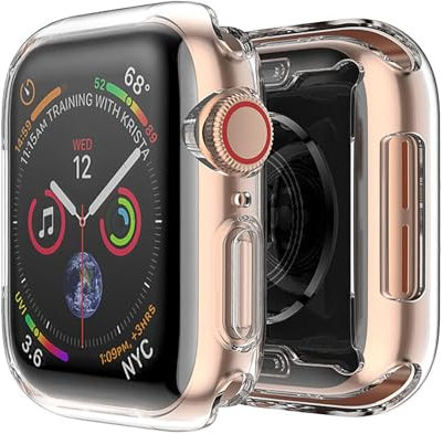 GIOPUEY [2 Pezzi Cover per Apple Watch Series 9 41mm, Soft TPU, Shock Resistant Custodia - Transparent+Transparent