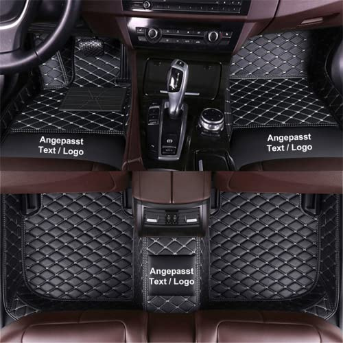 Anpassen Fußmatten für Jaguar F/E/X/S-Pace/Type XF XE XK XJ,PU-Leder Allwetter rutschfeste wasserdichte Auto Fussmatten Set (Schwarz Beige)