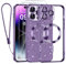 Kokio für iPhone 14 Pro Hülle Mit Glitzer Karte,[Kompatibel mit MagSafe],Mit 2*Schutzfolie und 1*Handykette,Kamera Objektivschutz,iPhone 14 Pro 6.1 Flash Handyhülle für Frauen Mädchen,Lila