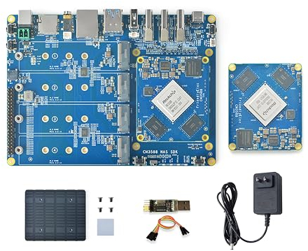WayPonDEV CM3588 Kit NAS modulo di archiviazione di rete, computer a scheda singola LPDDR4 da 16 GB, CPU RK3588 2,4 GHz 6TOPs GPU NPU Mali-G610, supporto SSD NVMe 4X per server cloud domestico,