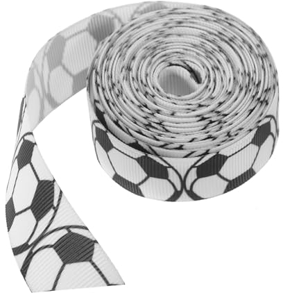 NUOBESTY Weißes und Schwarzes Satinband Dekorationsstoff, Bedrucktes Fußballband kreatives Band für Blumenverpackungen, Geschenkboxen, Partydekorationen