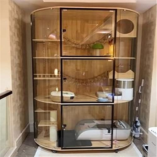 Casa para Gatos Gabinete panorámico for Gatos, Villa de Cristal Transparente de Lujo for Gatos, casa for Gatos, café, Jaula for Arena for Gatos, Vitrina Villa del Gato (Color : 120x230x70cm)