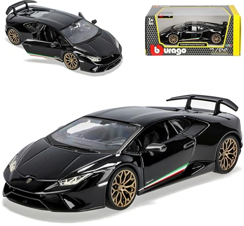 alles-meine.de GmbH Lamborgihini Huracan Performante Coupe Schwarz Modell Ab 2014 Version Ab 2017 1/24 Burago Modell Auto mit individiuellem Wunschkennzeichen