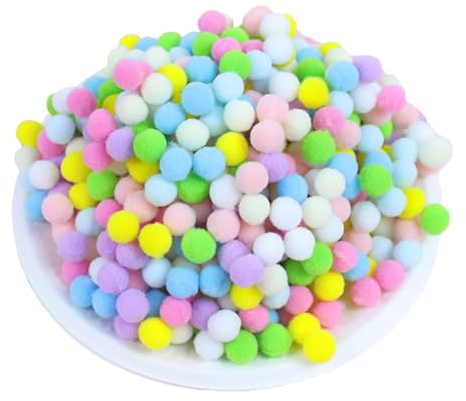 1000 Stück Bunt Pompons zum Basteln, Bunt Pompons, 10mm/1cm Pompom Bälle, Mini Klein Bastel Pompoms, Pompons Bälle für DIY Kreative Handwerk Dekorationen colorful Pom Poms Pompoms (Bunt helle-10mm)
