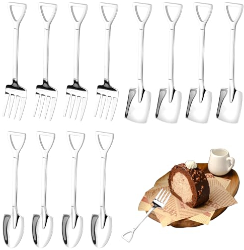 12 Piezas Cuchara de Pala de Acero Inoxidable Para Postre, Sandía, Café y Helado - Forma Creativa Para Picnics, Bares, Cocinas y Fiestas