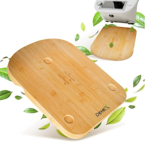 Denex Gleitbrett Für Thermomix TM6 TM5 -Hochwertiger Gleiter Aus Premium Bambus Für Thermomix,-Holz-Gleiter Thermomix Schiebebrett- Rollbrett Für Thermomix TM6 TM5 Zubehör Unterlage Brett