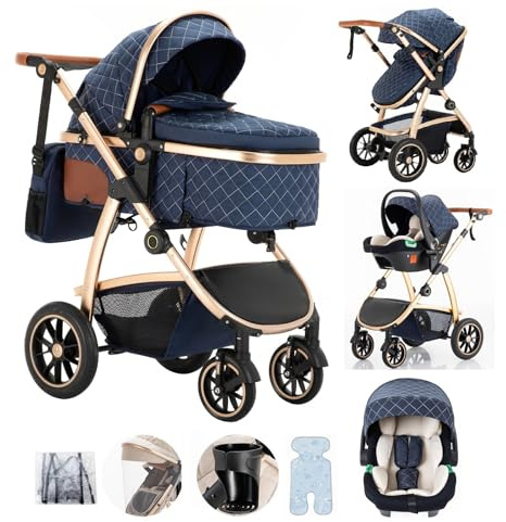 Lnhcrbs Set de Cochecito De Bebé 3 en 1,Cochecito Bebe de Altura Ajustable