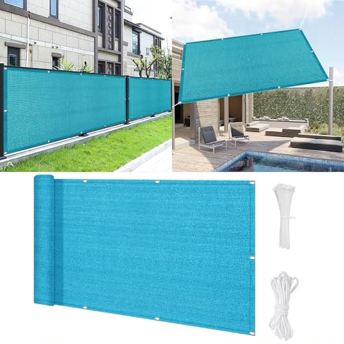 Brise Vue Balcon 180 x 425 cm Blocage des UV, Vent Protection Clôture Jardin Extérieure en HDPE Au Vent, Résistance à La Déchirure pour Patio Extérieur Clôtures, Bleu Ciel