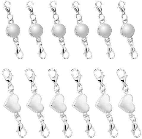 Ksvaye 12 Stück Magnetverschluss Kette Silber Magnet Verschlüsse Magnetschließe Schmuck Magnetische Karabinerverschlüsse für DIY Halskette Armband Schmuckherstellung