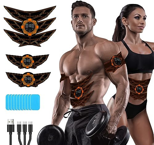 Bionadro EMS Bauchmuskeltrainer Bauchtrainer, Bauchmuskeltrainer, Sicher Effektiv Schneller EMS Trainingsgerät, Ganzkörper-Muskeltrainer, 8 Modi und 15 Intensitäten