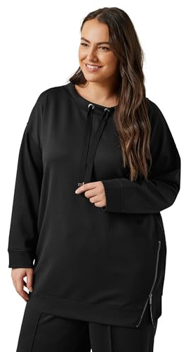 EVANS Curve Luxe Zip Detail Sweatshirt - Women's - Plus Size Curve Black