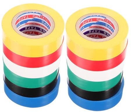 PartyKindom 12rollos Cinta Aislante De Pvc Cinta Eléctrica Profesional Para Uso Exterior De Colores