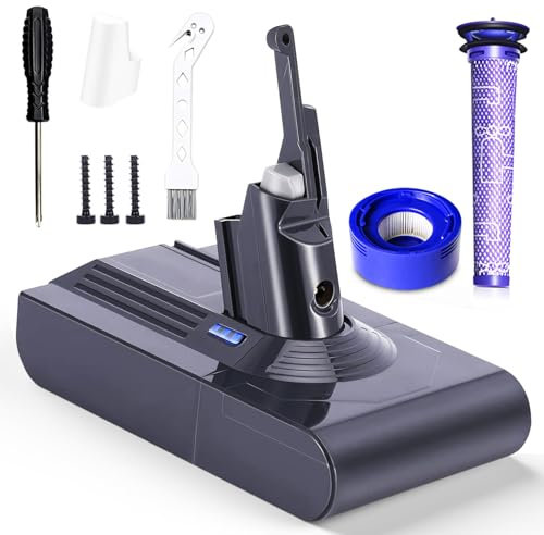Lestele Batteria per Dyson V8, 6000mAh Batteria di Ricambio per Dyson V8 SV10 Absolute Pro Animal Plus Motorhead Total Clean Fluffy Originale Aspirapolvere