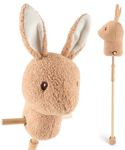 Bieco Steckenpferd Kinder Hase Fine | Hobby Horse Pferde | Steckenpferd Rollen | Steckentier Holz Pferd Stab | Stock Pferde Schöne Steckenpferde für Kinder Stockpferd Kleinkind Zubehör