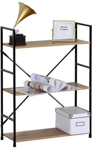 Genérico Estantería Librería Mediana de 3 Niveles Baldas Estantes de Tipo Escalera 58,6x23,5x80cm para Entrada, Recibidor, Salón, Despacho, Dormitorio y Hogar