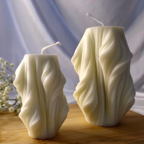 2-set Wave-kerze, deko - Handgemachte Sojawachskerze - Wohnzimmer - Wave-kerze- Geschenke - Candlesdeko - Geschenke für frauen - Geburtstage - Elegante Dekoration - Weiße Kerze