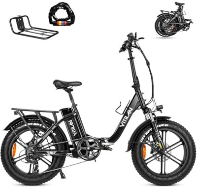 VITILAN U7 Folding Electric Bike, 48V 20AH Sam-sung Battery Long Range Ebike, 20 Fat Tire Step-Through e-Bicycle, Commuter/Off-Road Foldable E-Bike (Black)
