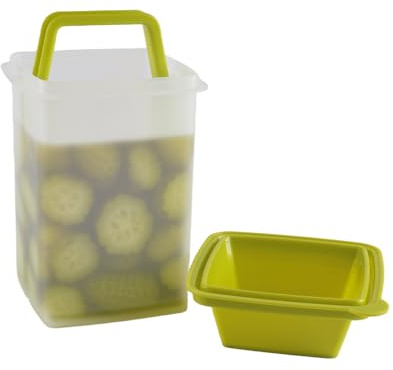 Pot à concombre avec filtre et insert de levage - Récipient pratique pour concombres et concombres pour cuisine et réfrigérateur - Bocaux à concombres en plastique transparent - Passe au