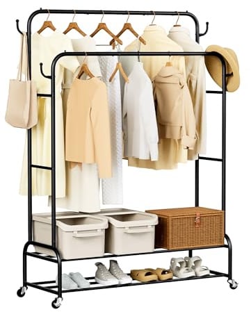 Oak & Tea Kleiderstange Heavy Duty, Rollen, Doppelschienen