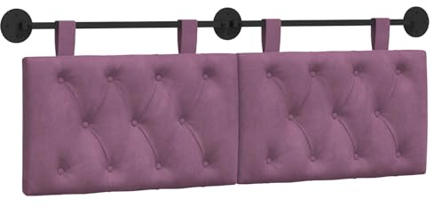vidaXL Hängendes Kopfteil Lila Samt, Schlafzimmer, modernes Wand-Kopfteil, rechteckig mit Samtbezug, gesteppt, Holzwerkstoff, platzsparende Dekoration