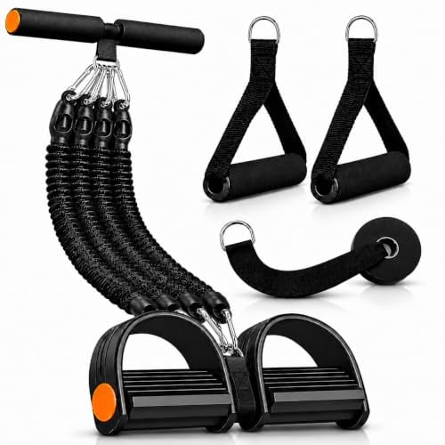 FUNFLEX Widerstandsband Set 45kg Sit-Up Trainingsgerät mit Gummigriffen, Fußpedal und Türanker - Fitness Expander für Zuhause, Home Gym, Muskeltraining, Krafttraining, Resistance Band System
