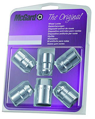 24552SU Wheel Lock Nuts SU, 5 lock set M12 x 1,25, cone seat, total length 32,5 mm, Hex size 19mm, Key diameter 27,7 mm