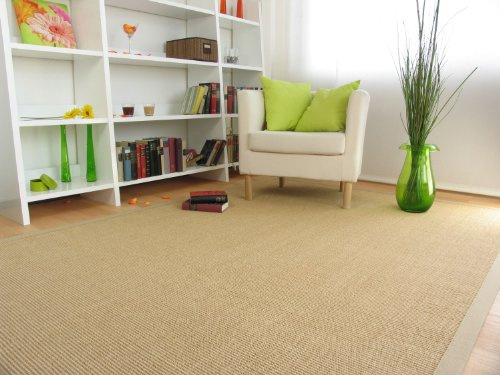 Astra Sisal Teppich Manaus mit Bordüre Farbe Chablis beige 100% Sisal - 18 Größen, Größe: 65x140 cm