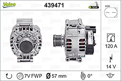 VALEO 439471 Generator Ladestrom des Generators: 120 Amp Rippen: 7 rippen Riemenscheibe Ø: 57 mm Spannung: 14 V Drehrichtung: CLOCKWISE