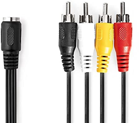 Valueline 0.2m 4x RCA Male to 5 Pin Din Female Din Audio Adapter Cable - Black