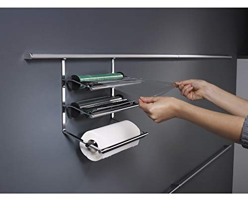Kesseböhmer Rollenhalter dreireihig für Alufolie und Frischhaltefolie, 1 Stück, Edelstahl Effekt,81170019