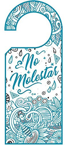 Señalética Hotel Colgadores Puertas No Molestar Azul impresión Doble Cara PVC | Medidas 11.00 cm x 26.00 cm | Puertas Habitaciones hoteles | Resistentes | Decorativos | Pack de 5 Unidades