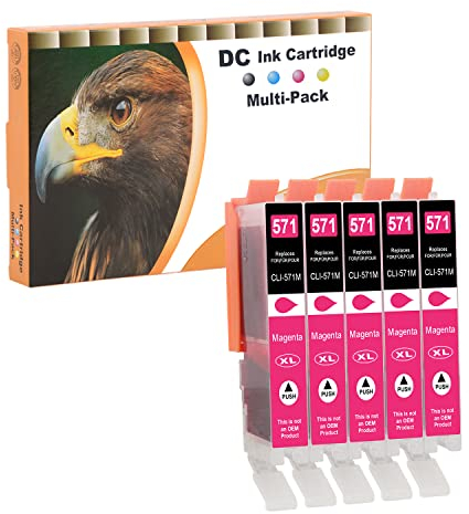 D&C 5X Magenta XL Druckerpatronen Kompatibel für Canon CLI-571 M für Canon PIXMA TS5053 TS5055 TS6050 TS6051 TS6052 TS8050 TS8051 TS8052 TS8053 TS9050 TS9055 MG5750 MG5751 MG5752 MG5753 MG6800