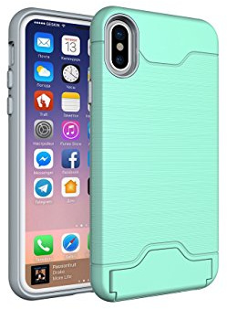 Tasche für Apple iPhone X/iPhone XS 5.8 Zoll TPU Rahmen aufstellbares Cover mit verschließbarem Kartenfach