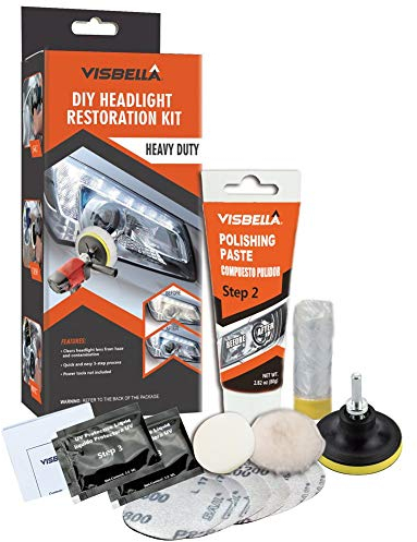 VisbellaKIT RIGENERAZIONE RIPRISTINO RINNOVA Lucida FARI FANALI Lenti OPACIZZATI Attacco Trapano Set Trattamento LUCIDATURA RESTAURO Fai da Te Riparazione Moto Camper PULISCI PLATTORELLO