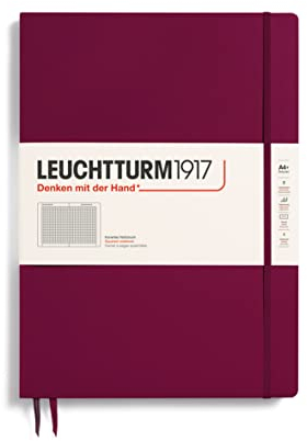 LEUCHTTURM1917 359785 Notizbuch Master Slim (A4+) Hardcover, 123 nummerierte Seiten, Port Red, kariert