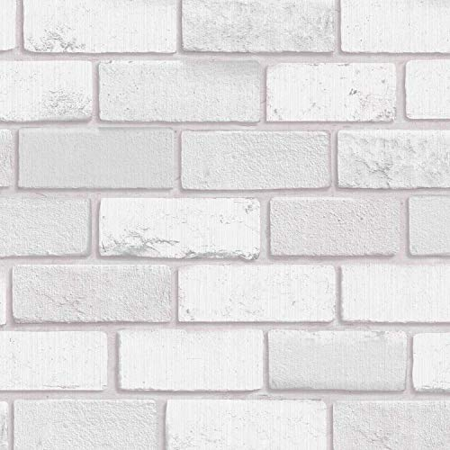 Arthouse Diamond White Brick Vinyl Wallpaper - Bring an Exposed Wall Illusion to Any Room - On-Trend Contemporary Loft Look - Glitter Effect Design - Tough Paper for Any Room in The House - 902009