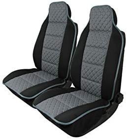 2x Sitzauflage Sitzkissen Sitzmatten Rückenkissen Auto Sitzschöner Grau Kunstleder + Stoff