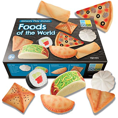 Yellow Door Foods of the World Sensory Play Stones | Pretend play food set | toy food | role play cooking and baking | mud kitchen toys | for kids aged 2 3 4 5 | outdoor learning | multicultural toy