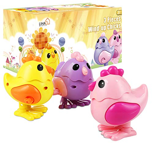 LIHAO 3 x Aufziehspielzeug Küken Ostern Uhrwerk Spielzeuge Set Kinder Aufziehen Ornament mit Geschenkbox als Geschenk für Jungen Mädchen