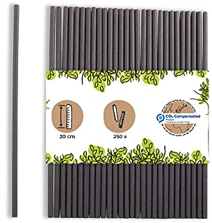 BIOZOYG Pailles en papier 20 cm paille 5 mm Ø I paille biodégradable I pailles noires roulées verticalement I pailles de fête pour cocktails I pailles en papier 250 pièces