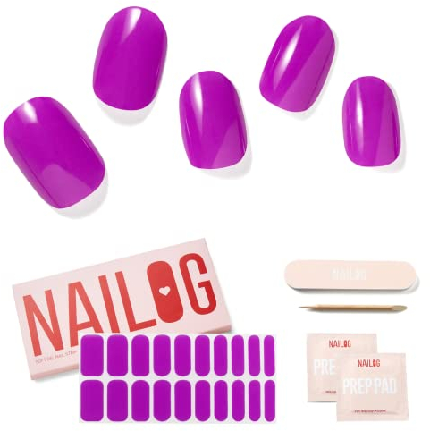Nailog UV Gel Nagelfolie - Nagelfolie uv härtend 20 Stück - Vegan langanhaltend - Nagelsticker selbstklebend Gel Strips für Maniküre in Salonqualität, Kiko