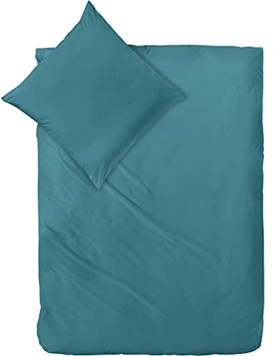 Decoper ® Mako-Satin Bettwäsche aus 100% Baumwolle | Atmungsaktiv & kuschelig weich | Farbe Smaragd Türkis| 2 teilig - 135 x 200 cm + 80 x 80 cm
