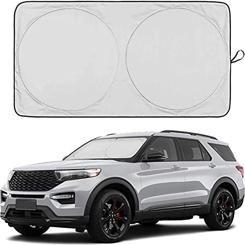 BANNESE Parasol Delantero Coche,Protección UV Plegable Parasol con Bolsa De Almacenamiento, Durable Impermeable Material Parasol para Parabrisas,59 * 27.5 Inch