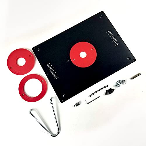 PREMIUM Aluminium-Einlegeplatte für Fräsmaschine mit auswechselbaren Ringen Aluminum Router Table Insert Plate