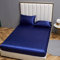 Damier Satin Spannbettlaken 200x200cm Blau Seide Glänzend Spannbetttuch Hochwertiges Satin Deluxe Bettlaken, geeignet für Matratzen bis 30cm