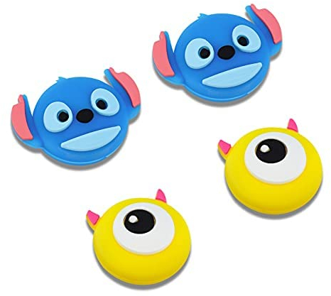 DLseego Grip Caps Compatible avec Switch & Switch Lite, Soft Grip en Silicone pour Manette de Jeu Joy-Con, 3D Couverture Analogique - Bleu Stitch (4Pcs)