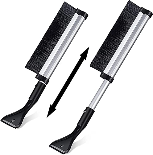 Drsn Eiskratzer Auto, 2 in 1 Auto Reinigungsbürste Eiskratzer Schneebesen, Schneebürste Teleskop Schneebürste Winter Schnee Eiskratzer Ausziehbare Eisschaufel für Auto