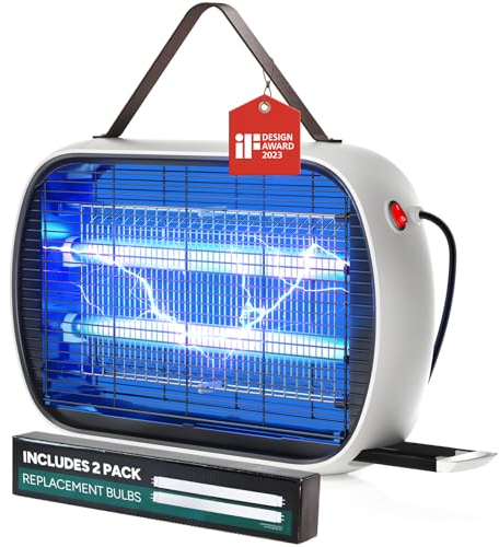 Buzbug Elektrischer Insektenvernichter 5000 q. Ft. Modern und elegant, 20 W, Insektenvernichter für den Innenbereich, Fliegen- und Mückenkiller für Haus, Küche, Restaurant, Garage, Büro, Lager (weiß)