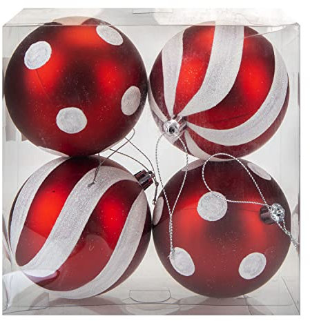 VFM - Red & White 9cm Baubles Candy Cane (4 Pack) - Christmas Tree Decorations