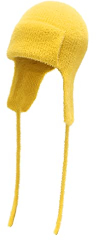 ZLYC Damen Winter Fliegermütze Trappermütze Strickmütze Beanie Warme Ski Mütze(Einfaches Gelb)